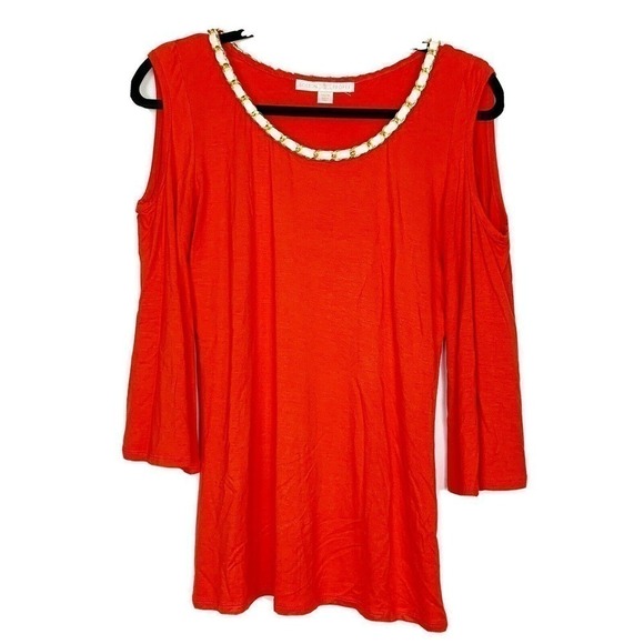 Boston Proper Blouse Cold Shoulder Red Size M - Picture 1 of 3
